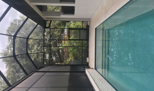 Sleek black metal roof